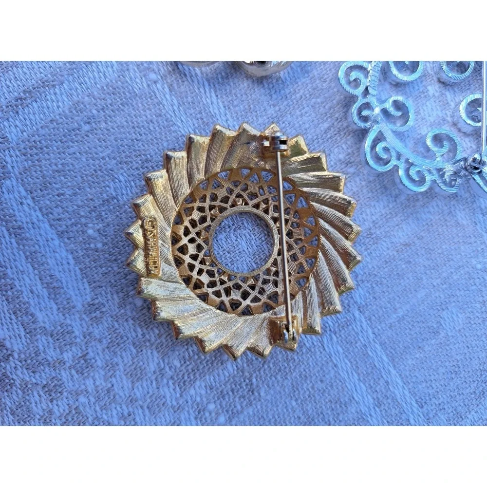 Sarah Coventry Brooches Set Of 3 Silver, Gold Tone Marked